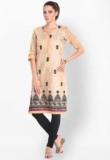 Folklore Beige Embroidered Kurta Women