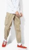 Forever 21 Beige Regular Fit Solid Cargos men