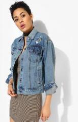 Forever 21 Blue Washed Denim Jacket women