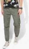 Forever 21 Green Regular Fit Solid Cargos men