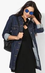 Forever 21 Navy Blue Solid Denim Jacket women