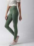 FOREVER 21 Women Green Solid Leggings