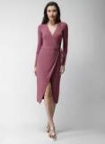 FOREVER 21 Women Mauve Solid Wrap Dress