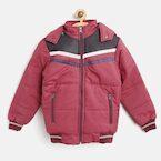 Fort Collins Boys Maroon Colourblocked Hooded Bomber Jacket