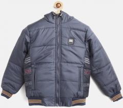 Fort Collins Boys Navy Blue Solid Hooded Bomber Jacket