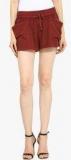 Free & Young Red Solid Shorts women