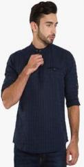 Freehand Navy Blue Checked Kurta men