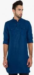 Freehand Navy Blue Solid Kurta men