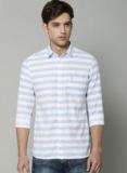 French Connection Blue & White Slim Fit Striped Casual Shirt Men