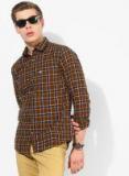 French Connection Olive Green & Navy Blue Regular Fit Checked Casual Shirt Men