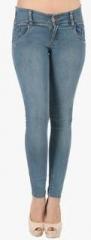 Fungus Blue Low Rise Slim Jeans women