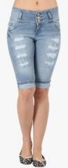 Fungus Blue Washed Capri women