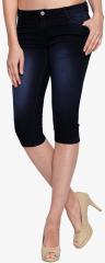 Fungus Navy Blue Washed Capri women