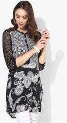 Fusion Beats Black Printed Kurti women