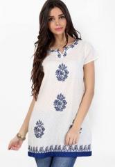 Fusion Beats White Printed Tunic women