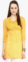 Fusion Beats Yellow Solid Tunic women