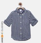 Gap Baby Boys' Blue & White Gingham Checks Convertible Shirt Boys