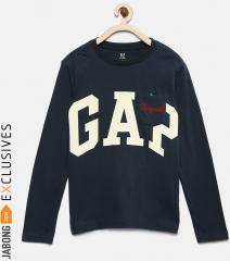 Gap Boys' Navy Logo Long Sleeve Pocket Tee boys