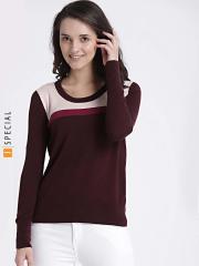 Gap Burgundy Crewneck Colorblocked Pullover Sweater women