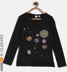 Gap Girls Black Flippy Sequin Graphic T Shirt girls