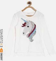 Gap Girls Off White Flippy Sequin Graphic T Shirt girls