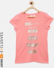 Gap Girls Pink Printed Round Neck T shirt girls