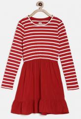 Gap Girls' Red Long Sleeve Mix Fabric Dress girls