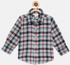 Gap Grey Melange Regular Fit Checked Shirt boys