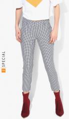 Gap Navy Blue Checked Skinny Fit Regular Trouser women