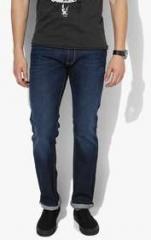 Gas Blue Washed Mid Rise Regular Fit Jeans men