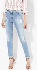 Gas Light Blue Mid Rise Skinny Jeans women