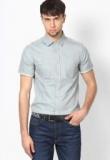 Gas Light Blue Solid Slim Fit Casual Shirt men