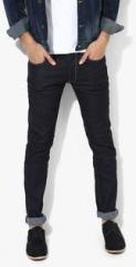 Gas Navy Blue Solid Slim Fit Jeans men