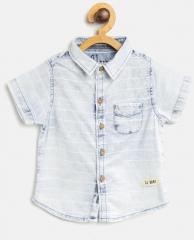 Gini And Jony Blue Chambray Regular Fit Striped Casual Shirt boys