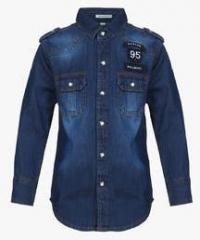 Gini And Jony Blue Regular Fit Denim Shirt boys