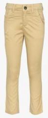 Gini & Jony Khaki Solid Regular Fit Trouser boys