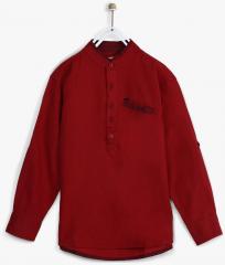 Gini And Jony Maroon Regular Fit Casual Shirt boys