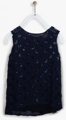 Gini And Jony Navy Blue Self Design Blouse girls