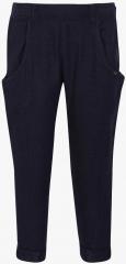 Gini And Jony Navy Blue Solid Regular Fit Regular Trouser girls