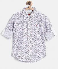 Gini And Jony Off White Printed Regular Fit Casual Shirt boys