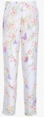 Gini & Jony Off White Printed Regular Fit Trouser girls