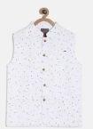 Gini And Jony White & Blue Printed Nehru Jacket boys