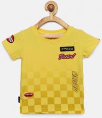 Gini And Jony Yellow Printed Round Neck T Shirt boys