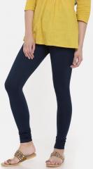 Global Desi Blue Solid Leggings women