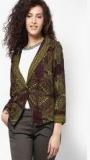 Global Desi Brown Printed Jacket Women