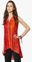 Global Desi Orange Printed Viscose Tunic women