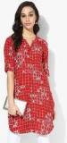 Global Desi Red Printed Tunic women