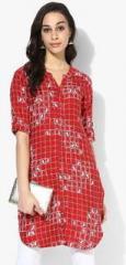 Global Desi Red Printed Tunic women