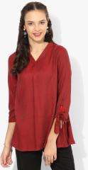 Global Desi Red Self Design Blouse women