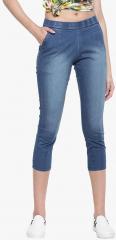 Go Colors Blue Solid Capri women